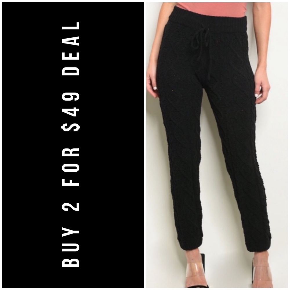 ❄️BLACK CABLE KNIT CHENILLE PANTS